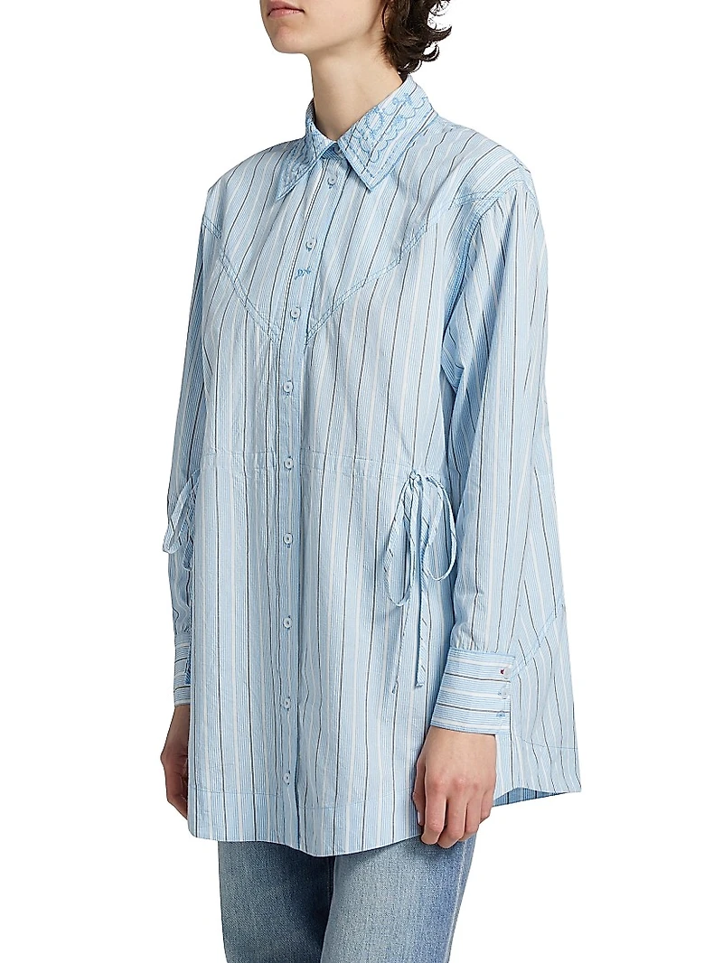 Romy Tie-Waist Poplin Shirt