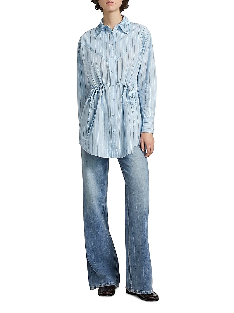 Romy Tie-Waist Poplin Shirt
