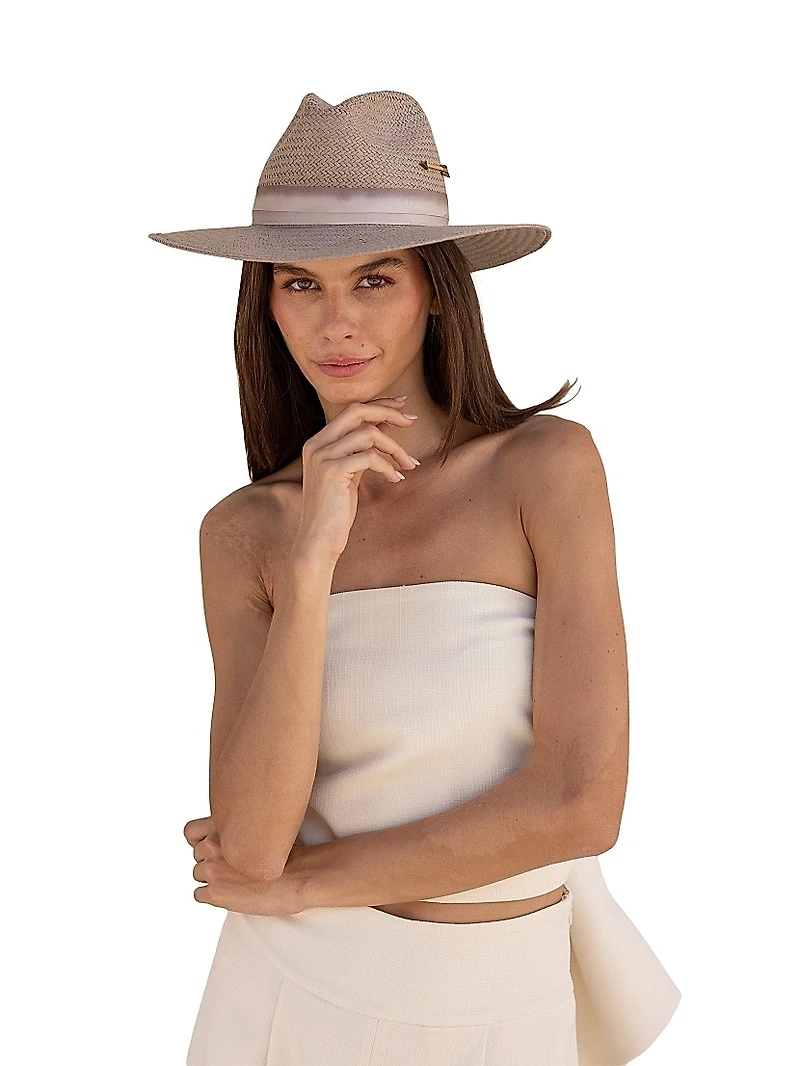 Rambler Silk-Trimmed Straw Fedora