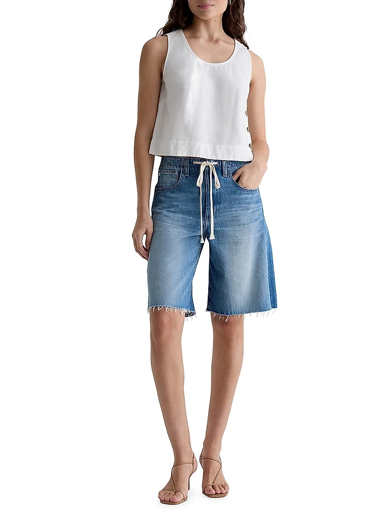 High-Rise Denim Bermuda Short
