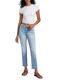 Mari Crop Mid-Rise Straight Jeans