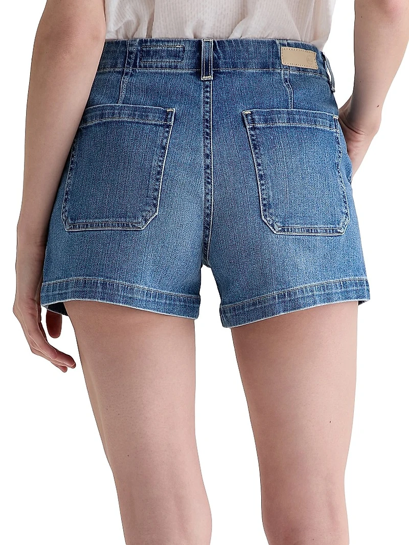 Analeigh Washed Denim High-Rise Shorts