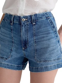 Analeigh Washed Denim High-Rise Shorts