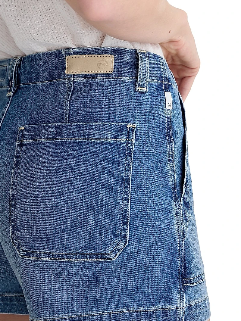 Analeigh Washed Denim High-Rise Shorts