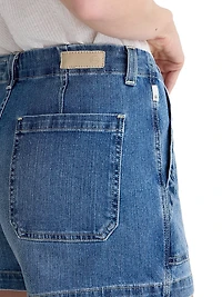 Analeigh Washed Denim High-Rise Shorts