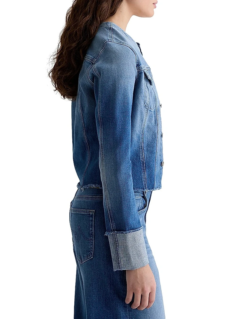 Robyn Raw-Edge Stretch-Denim Jacket