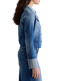 Robyn Raw-Edge Stretch-Denim Jacket