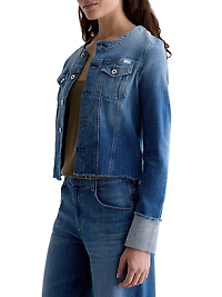Robyn Raw-Edge Stretch-Denim Jacket