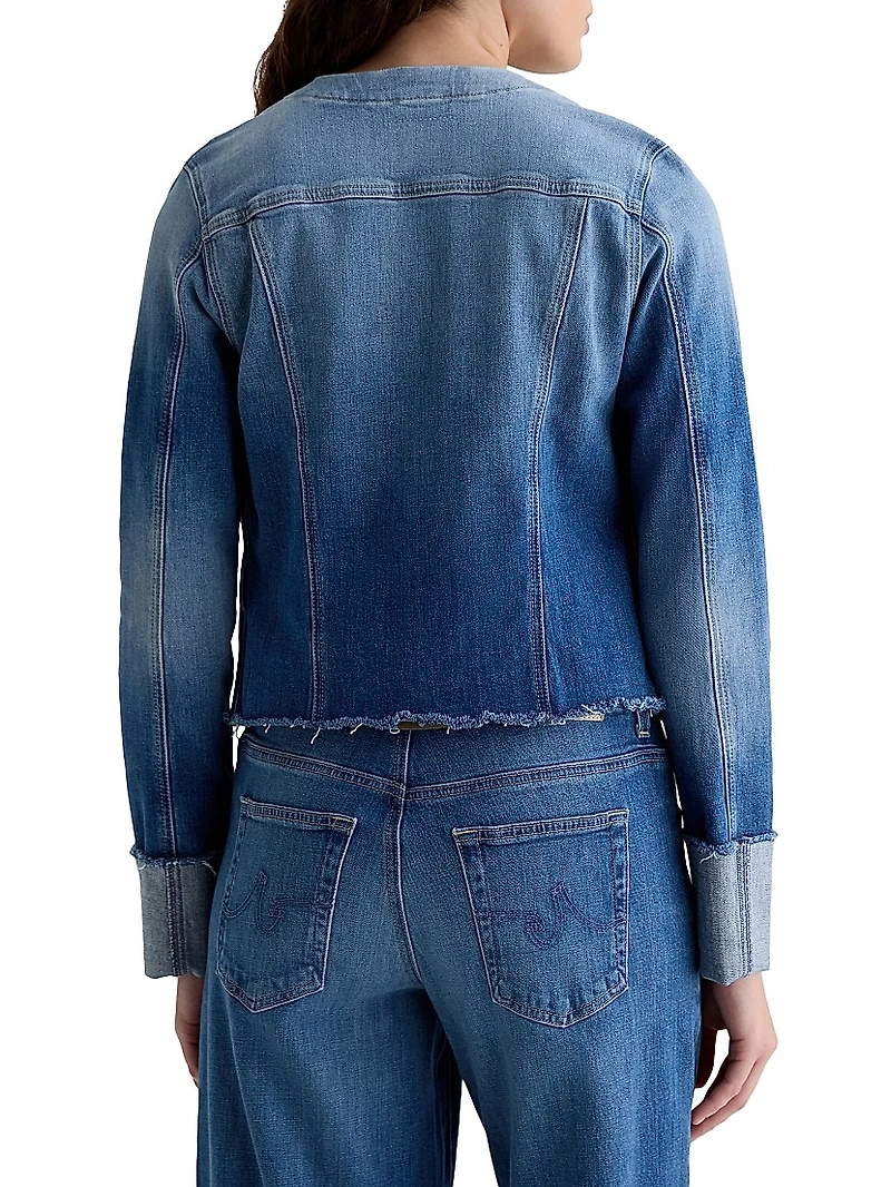 Robyn Raw-Edge Stretch-Denim Jacket