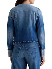 Robyn Raw-Edge Stretch-Denim Jacket