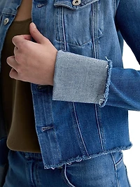 Robyn Raw-Edge Stretch-Denim Jacket