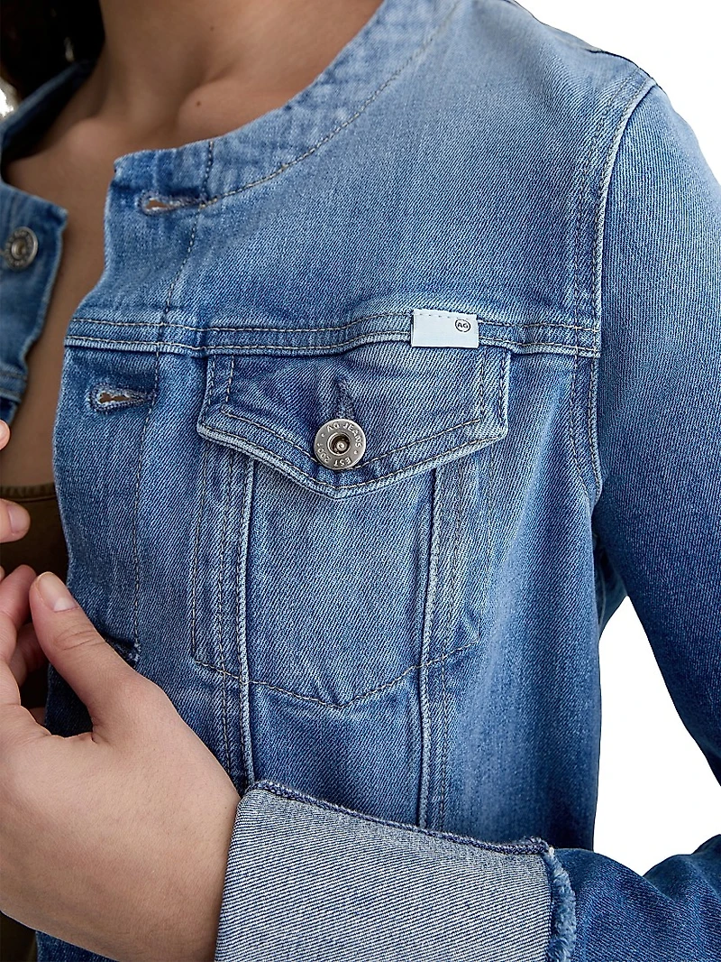 Robyn Raw-Edge Stretch-Denim Jacket