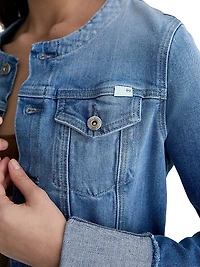 Robyn Raw-Edge Stretch-Denim Jacket