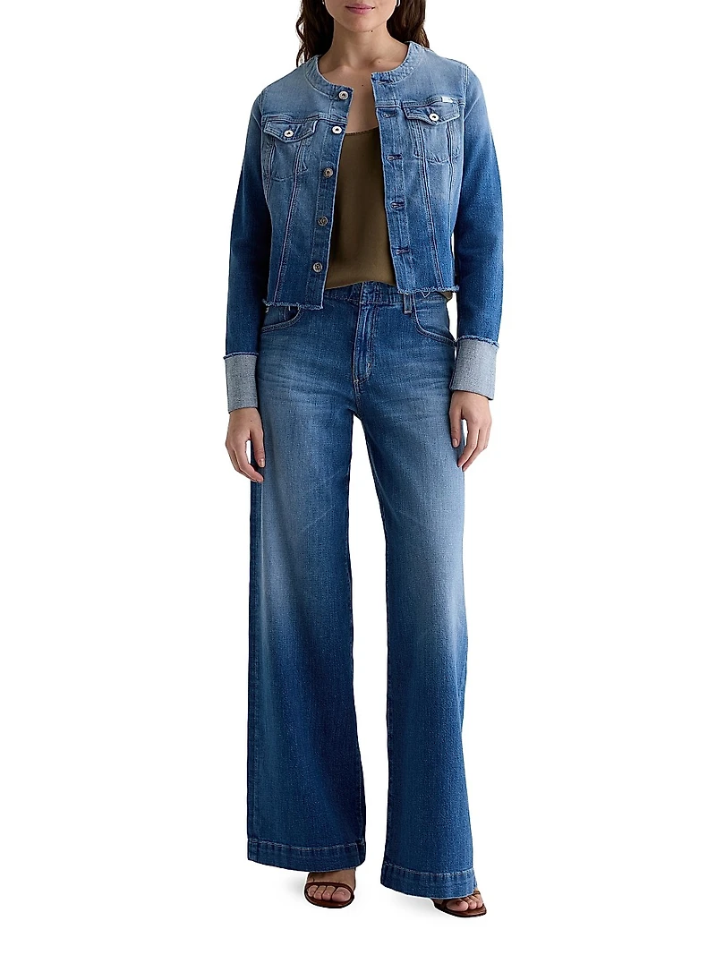 Robyn Raw-Edge Stretch-Denim Jacket