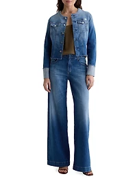 Robyn Raw-Edge Stretch-Denim Jacket