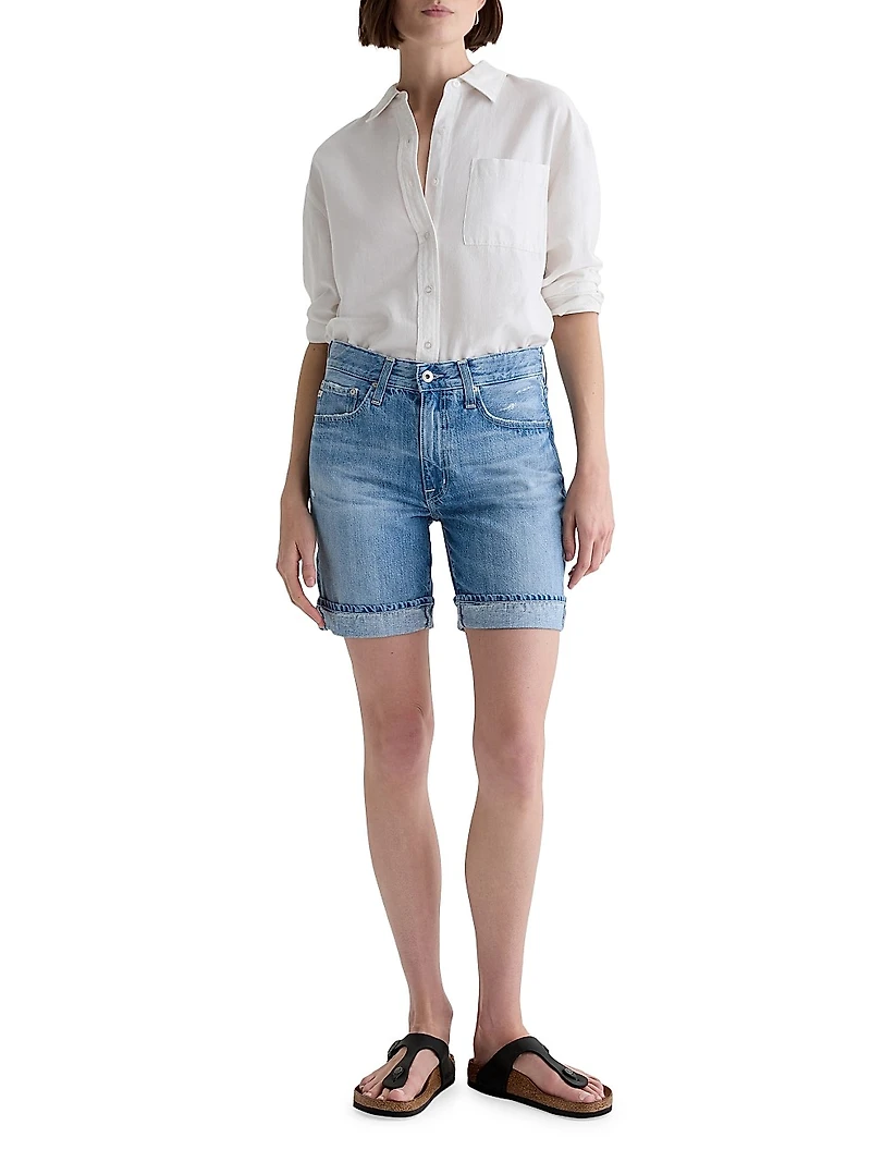 Mid-Rise Denim Bermuda Short