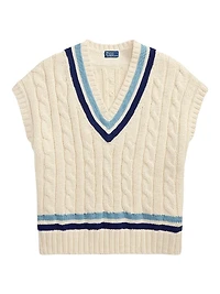 Striped Cable-Knit Cotton Sweater Vest