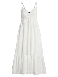 Eyelet Voile Sleeveless Midi-Dress