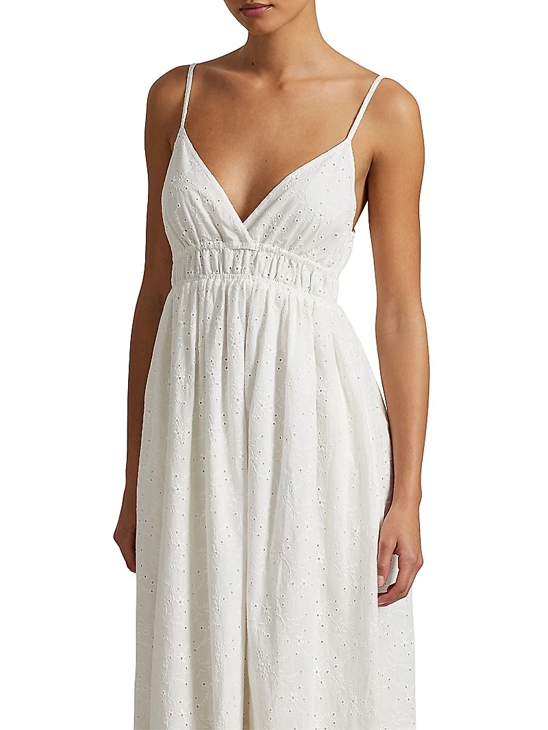 Eyelet Voile Sleeveless Midi-Dress