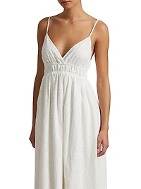 Eyelet Voile Sleeveless Midi-Dress