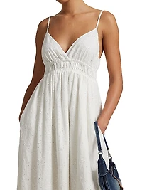 Eyelet Voile Sleeveless Midi-Dress