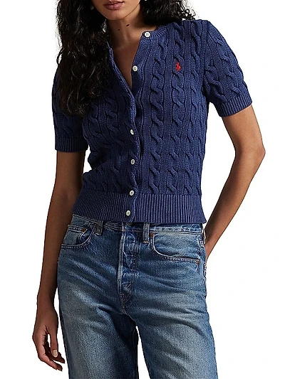 Cable-Knit Short-Sleeve Cardigan