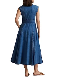 Belted Denim A-Line Dress