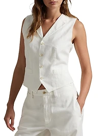 Tailored Linen-Cotton Vest