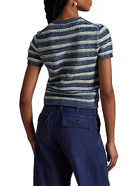 Striped Cotton-Knit Crewneck Sweater