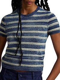 Striped Cotton-Knit Crewneck Sweater