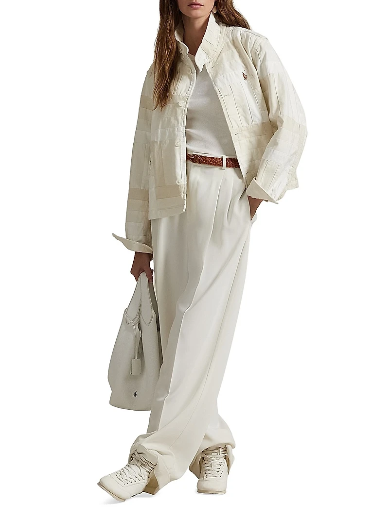 Patchwork Mock Turtleneck Jacket