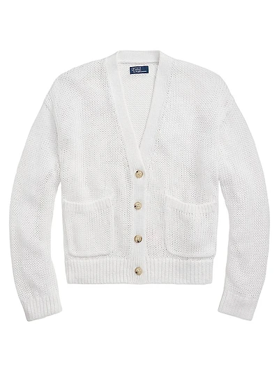 Linen-Cotton V-Neck Cardigan