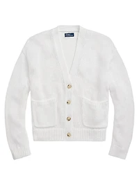 Linen-Cotton V-Neck Cardigan