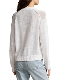 Linen-Cotton V-Neck Cardigan