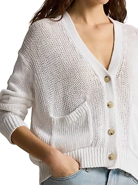 Linen-Cotton V-Neck Cardigan