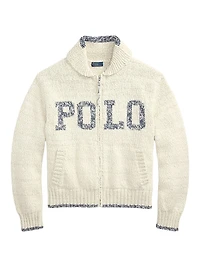 Logo Cotton-Knit Zip-Up Cardigan