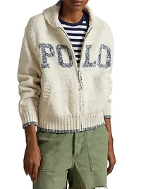 Logo Cotton-Knit Zip-Up Cardigan