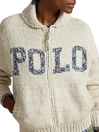 Logo Cotton-Knit Zip-Up Cardigan