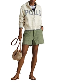 Logo Cotton-Knit Zip-Up Cardigan