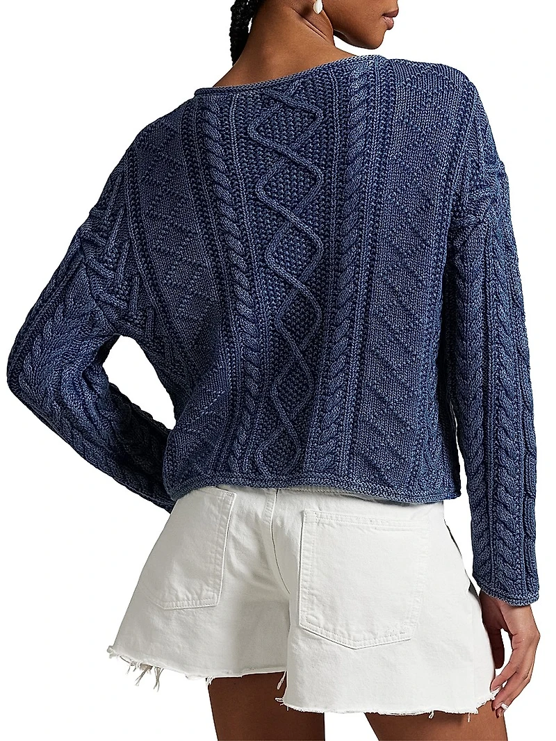 Flag-Embroidered Cotton-Knit Crewneck Sweater