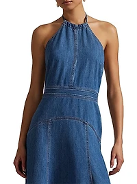 Denim Halter Midi-Dress