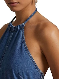 Denim Halter Midi-Dress