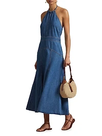 Denim Halter Midi-Dress