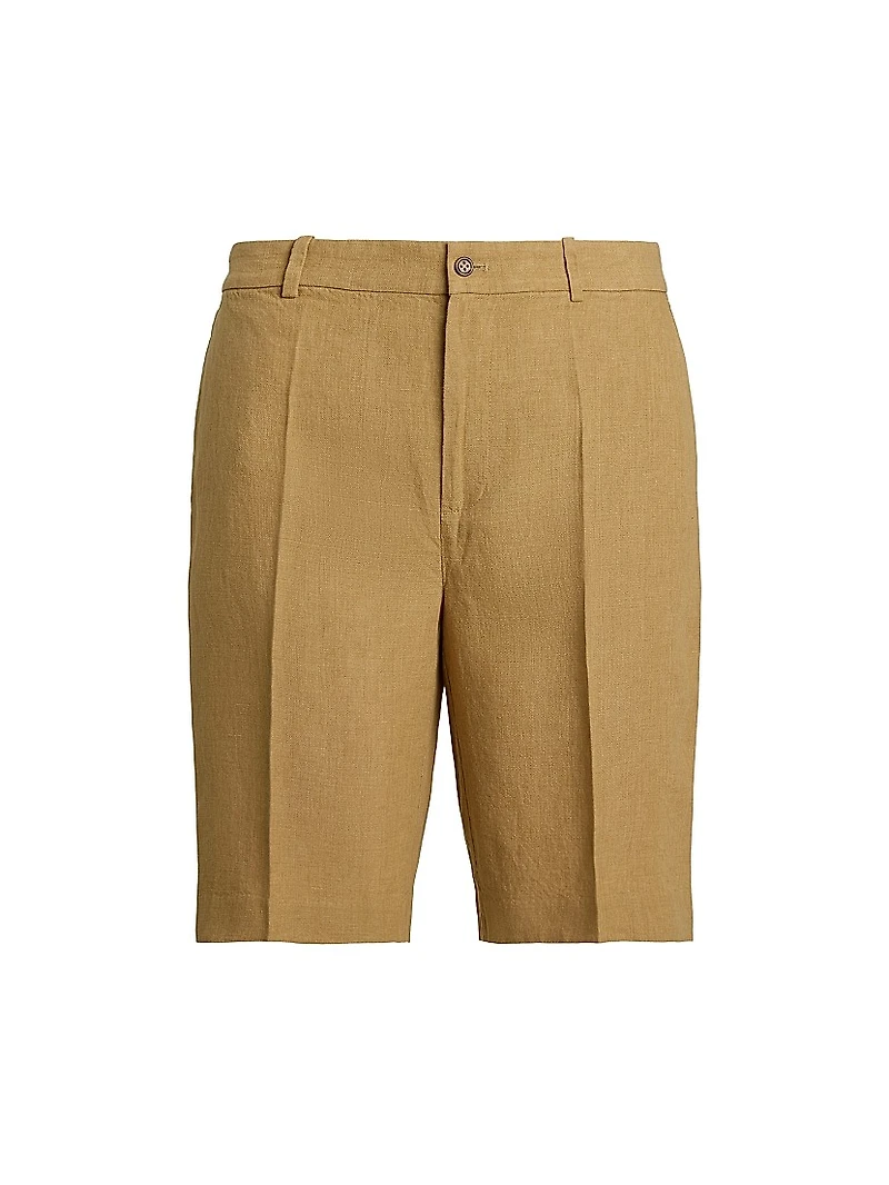 Pleated Linen Tailored Shorts