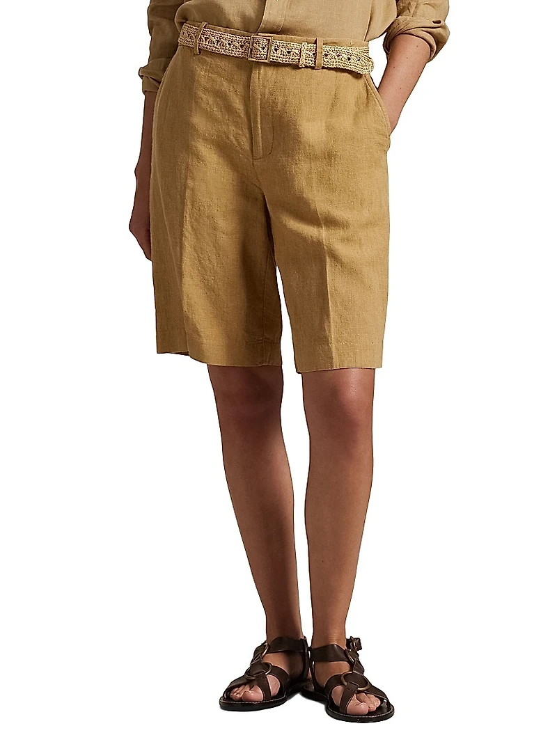 Pleated Linen Tailored Shorts