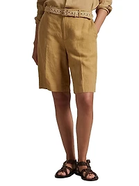 Pleated Linen Tailored Shorts