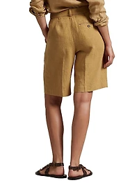 Pleated Linen Tailored Shorts