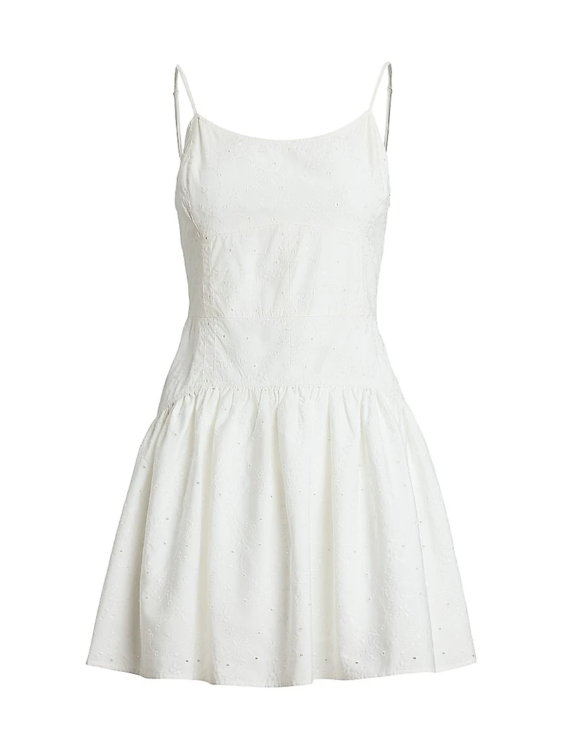 Paneled Eyelet Cotton Minidress