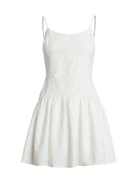 Paneled Eyelet Cotton Minidress