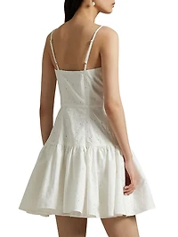 Paneled Eyelet Cotton Minidress